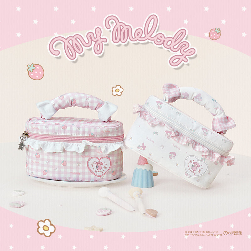 Vanwalk Sanrio Series Cute Gingham Cosmetic Pouch Bow Makeup Bag VS109