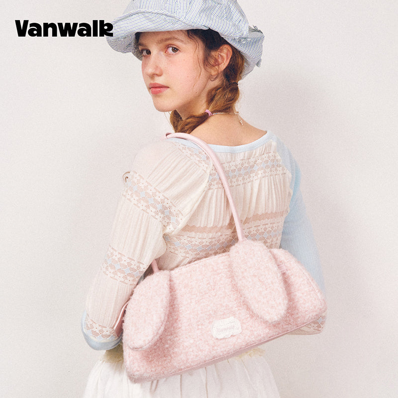 VANWALK COCOA PIE Series Classic Original Design Plush Rabbit Shoulder Bag V3095