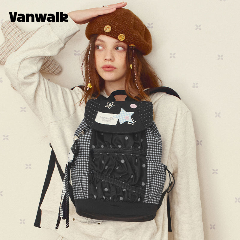 VANWALK Star Detail Cute  Student Backpack V2997