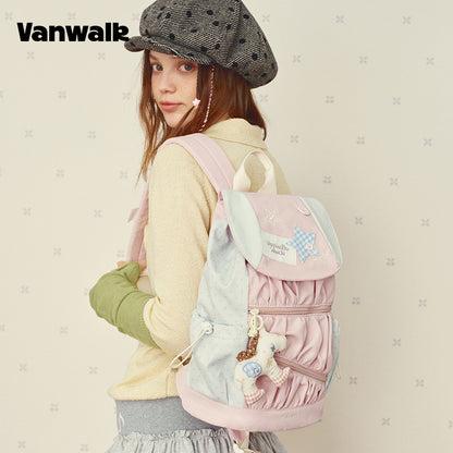 VANWALK Star Detail Cute  Student Backpack V2997