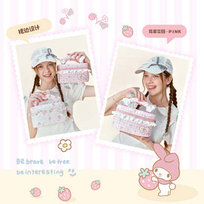 Vanwalk Sanrio Series Cute Gingham Cosmetic Pouch Bow Makeup Bag VS109